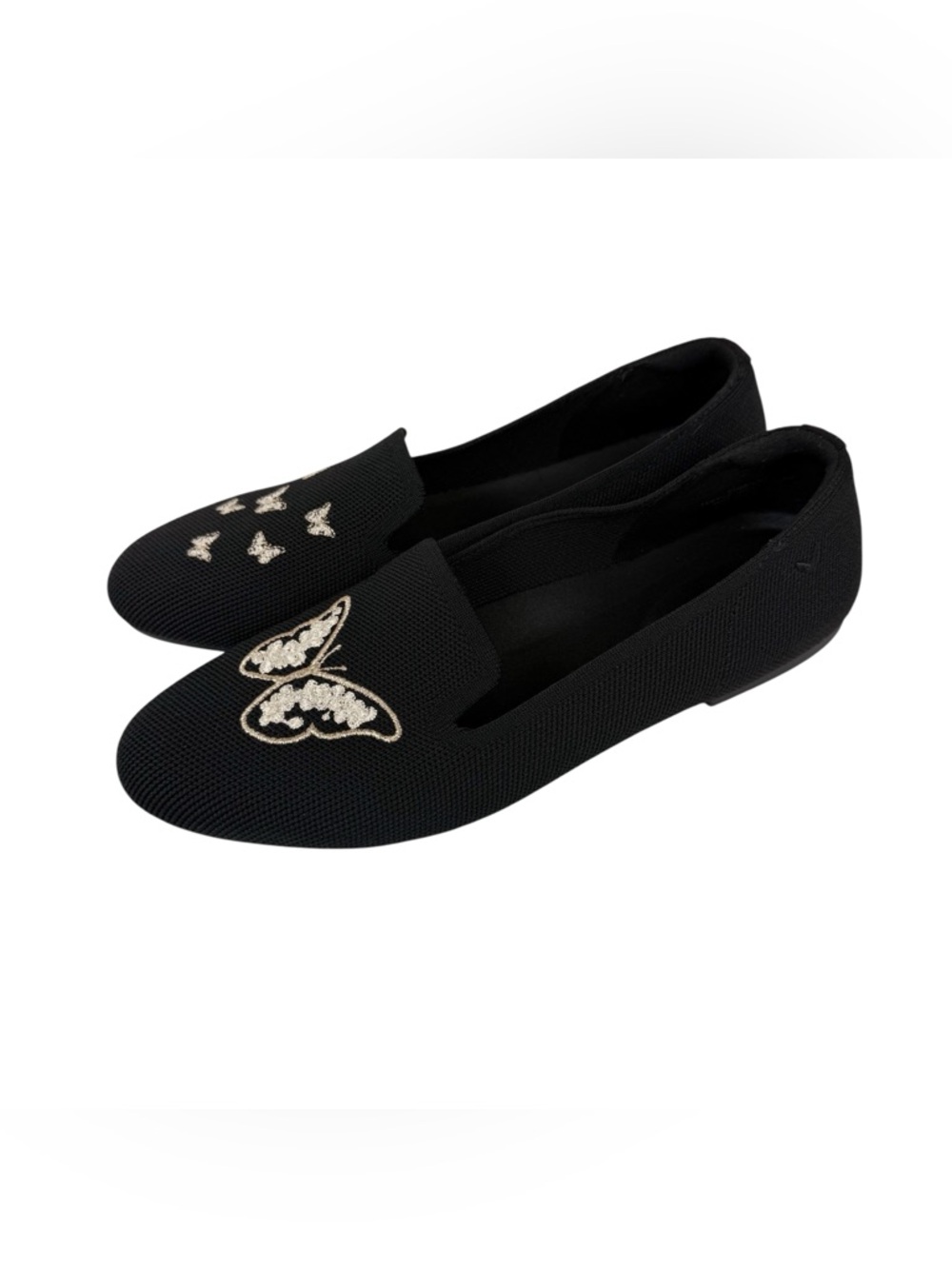 Vivaia Audrey Round Toe Embroidered Loafers Black Butterfly Size 40/9 - Picture 6 of 12